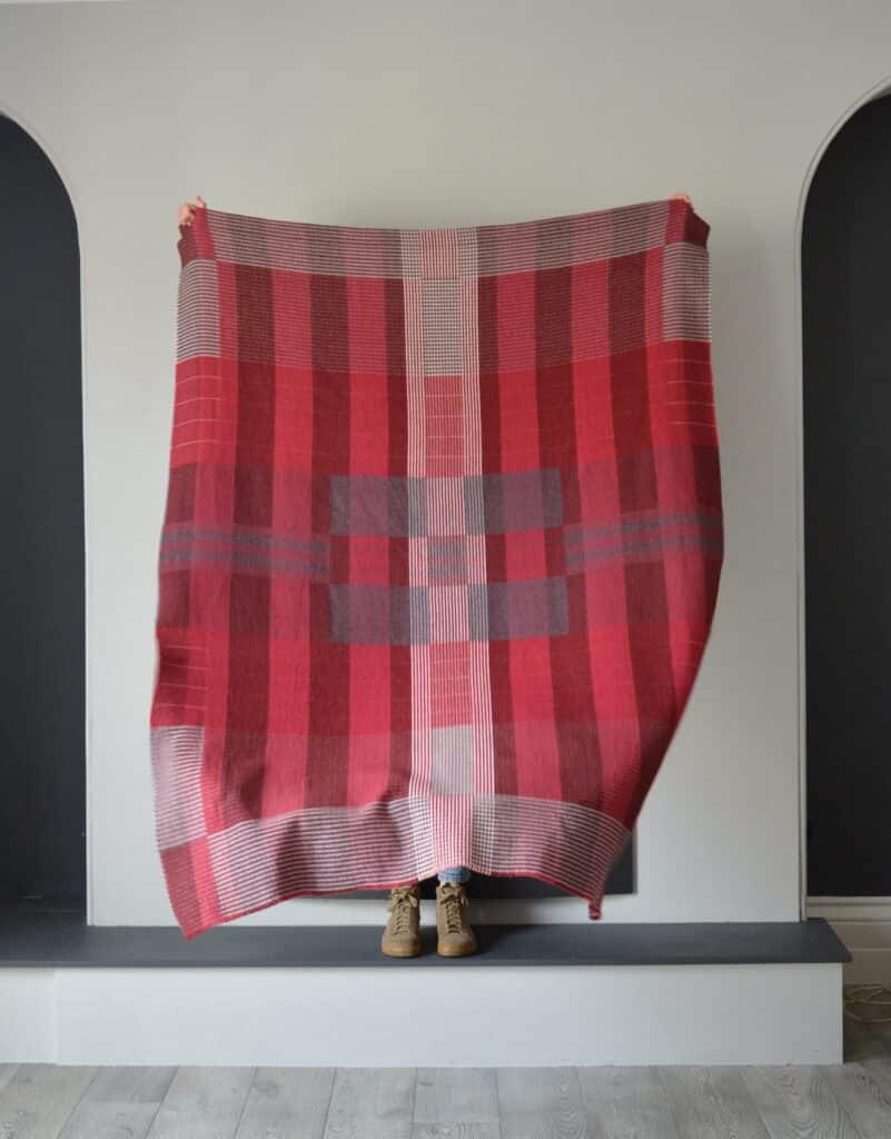 Red + Blue Handwoven blanket